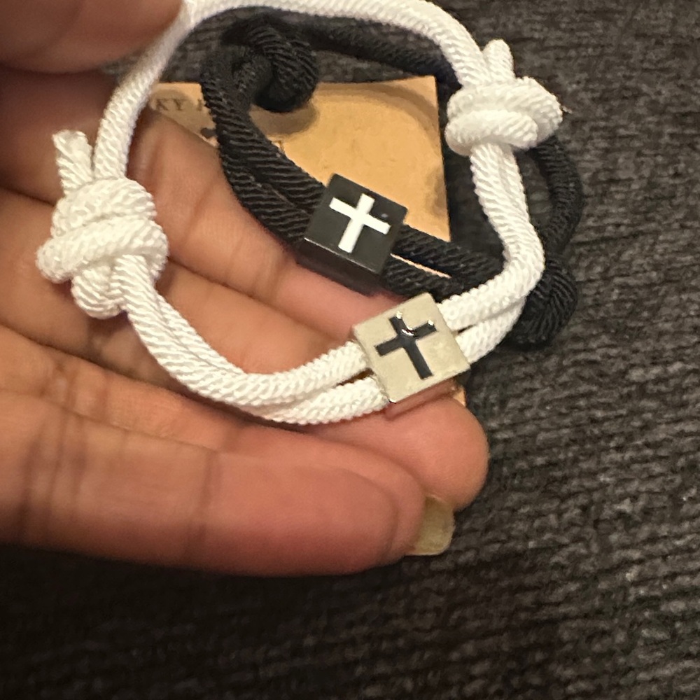 Black and White Knotted Rope Bracelet unisex